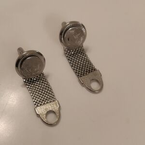 Vintage Silver-Tone Basket Weave Mesh Wrap Cufflinks